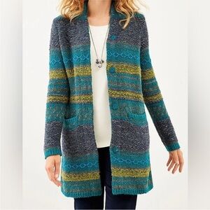 J Jill Sweater  Wool Blend Textured Open Cardigan art to wear size Small